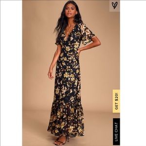 NWT Lulus Truly Yours Multi print maxi wrap dress. Size L